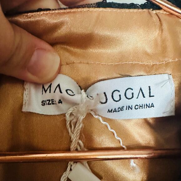 MAC DUGGAL Black Nude Sequin Lace Burnout Embellished A-Line Dress Size 4 NWT - Picture 13 of 16